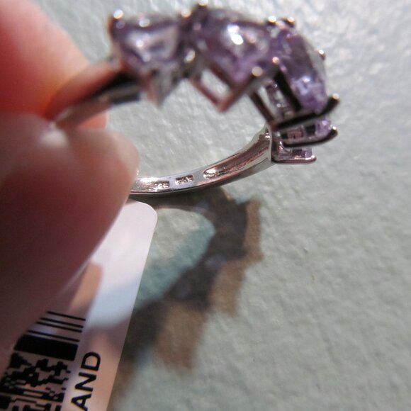 Heart Shaped Brazilian Amethyst Sterling Silver ring Size 6 New in Pkg - Picture 12 of 16